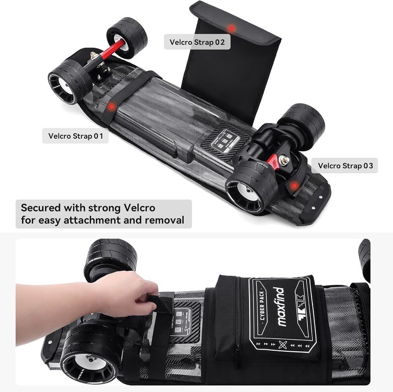 MaxFind Professional Skateboard Backpack Waterproof Durable Multi-Functional Sports Bag for Electric Skateboard & Longboard, Commuting Travel Backpack with Adjustable Straps - Image 3